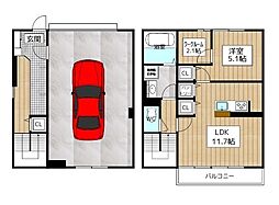 多摩都市モノレール 上北台駅 徒歩11分の賃貸アパート 1階1SLDKの間取り