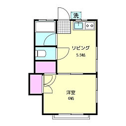 コーポ野間 2階1DKの間取り