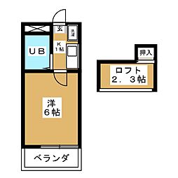 レジデンスＡＴＴ立川 2階1Kの間取り