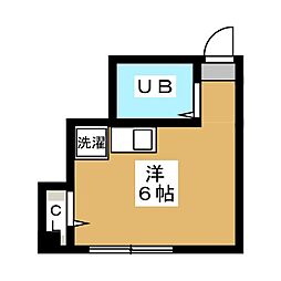 パークサイドハウス 3階ワンルームの間取り