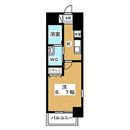 ＬａＳａｎｔｅ立川 2階1Kの間取り