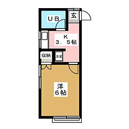 栄ミリオンコーポ第3 201 2階1Kの間取り