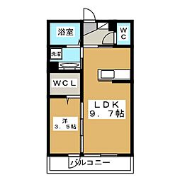 アニバーサリー 1階1LDKの間取り