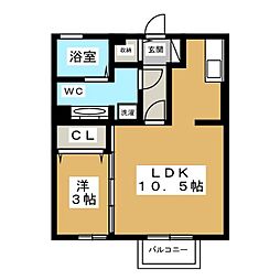 ボナール 1階1LDKの間取り