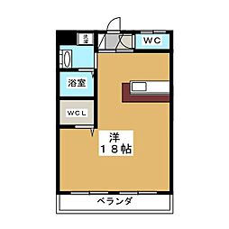 メープルヴィラ ワンルームの間取図画像