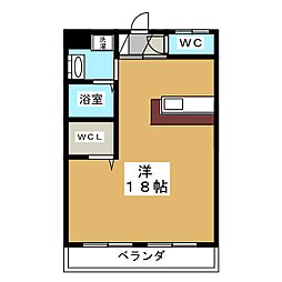 メープルヴィラ ワンルームの間取図画像