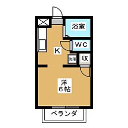 パストラル大野 1Kの間取図画像
