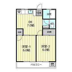 ハイツ玉和二号 2DKの間取図画像