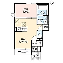 シャトームラシュウIII 1LDKの間取図画像