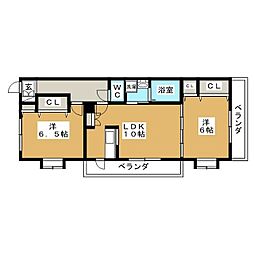ヴィクトワール高幡不動 2LDKの間取図画像