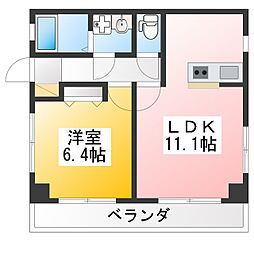 エステート奥住 1LDKの間取図画像