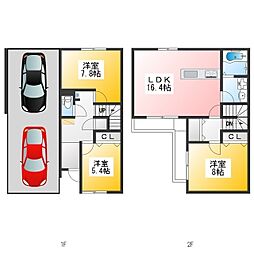 (仮称)牛浜テラスハウスA棟 3LDKの間取図画像