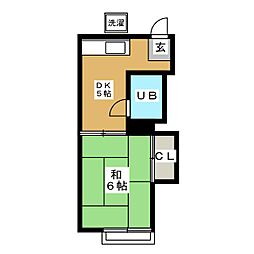 KHOUSE門脇荘 1階1DKの間取り