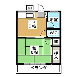 みよしハイツ 2階1DKの間取り