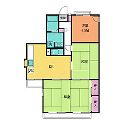 西之台ヴィレッジ 2階3DKの間取り