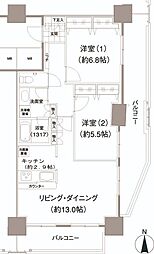 イストワール 12階2LDKの間取り