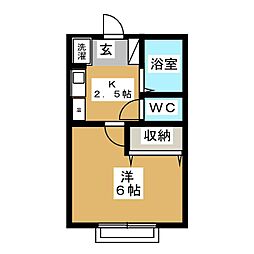 ヒルトップハイツ 1Kの間取図画像