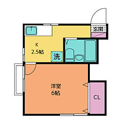 ポエム 2階1Kの間取り