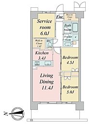 トラープランド蒼麗館 4階2SLDKの間取り