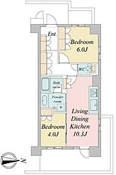 トラープランド蒼麗館 3階2LDKの間取り