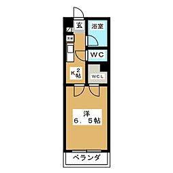 パルティール武蔵野 1階1Kの間取り