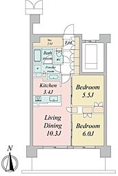 トラープランド蒼麗館 1階2LDKの間取り