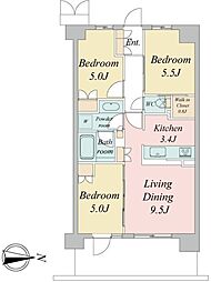 トラープランド蒼麗館 2階3LDKの間取り