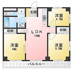 アーバンハイツ八幡 3LDKの間取図画像