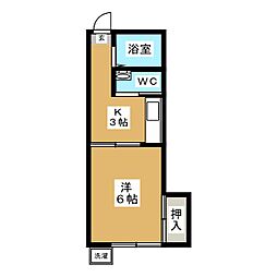 秀栄ハイツ 1Kの間取図画像