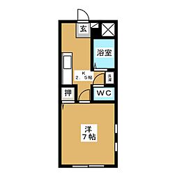 ハイツコア 1Kの間取図画像