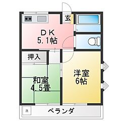 Tハイム62C 2DKの間取図画像