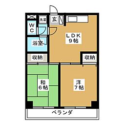 グリーンサンハイツ 2LDKの間取図画像