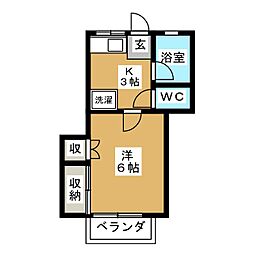 アネックス三和 1Kの間取図画像