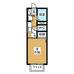 ティンカーベルアネックス 1Kの間取図画像
