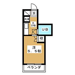 シャトレ武蔵野 1Kの間取図画像
