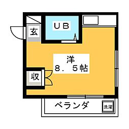 三澤ハイツ ワンルームの間取図画像