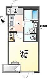 ラヴァリエ 4階1Kの間取り