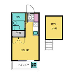 コーポ泉 2階1Kの間取り