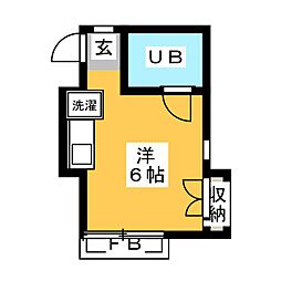 赤坂マンション 3階ワンルームの間取り