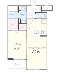 LUCIE TS I 2階1LDKの間取り