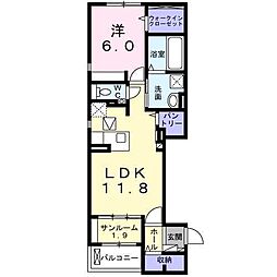 ル・シエル　クレール 1階1LDKの間取り