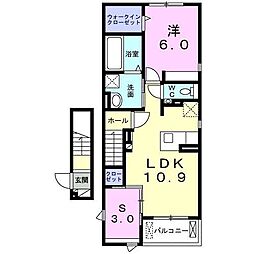 ル・シエル　クレール 2階2LDKの間取り