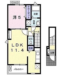 ＭＫガーデンテラス 2階1LDKの間取り