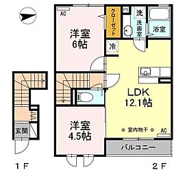 LUMIUS 2階2LDKの間取り
