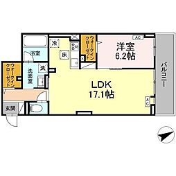 D-residence稲城 1階1LDKの間取り