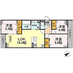 Calme Ville 3階3LDKの間取り