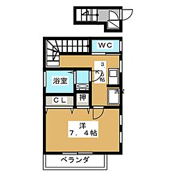杉杉館 2階1Kの間取り