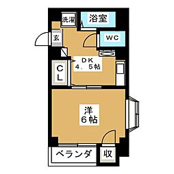 グレースＹＫ 3階1Kの間取り