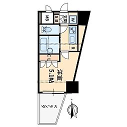 コンテント府中 1Kの間取図画像