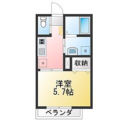 MELDIA中河原 1Kの間取図画像